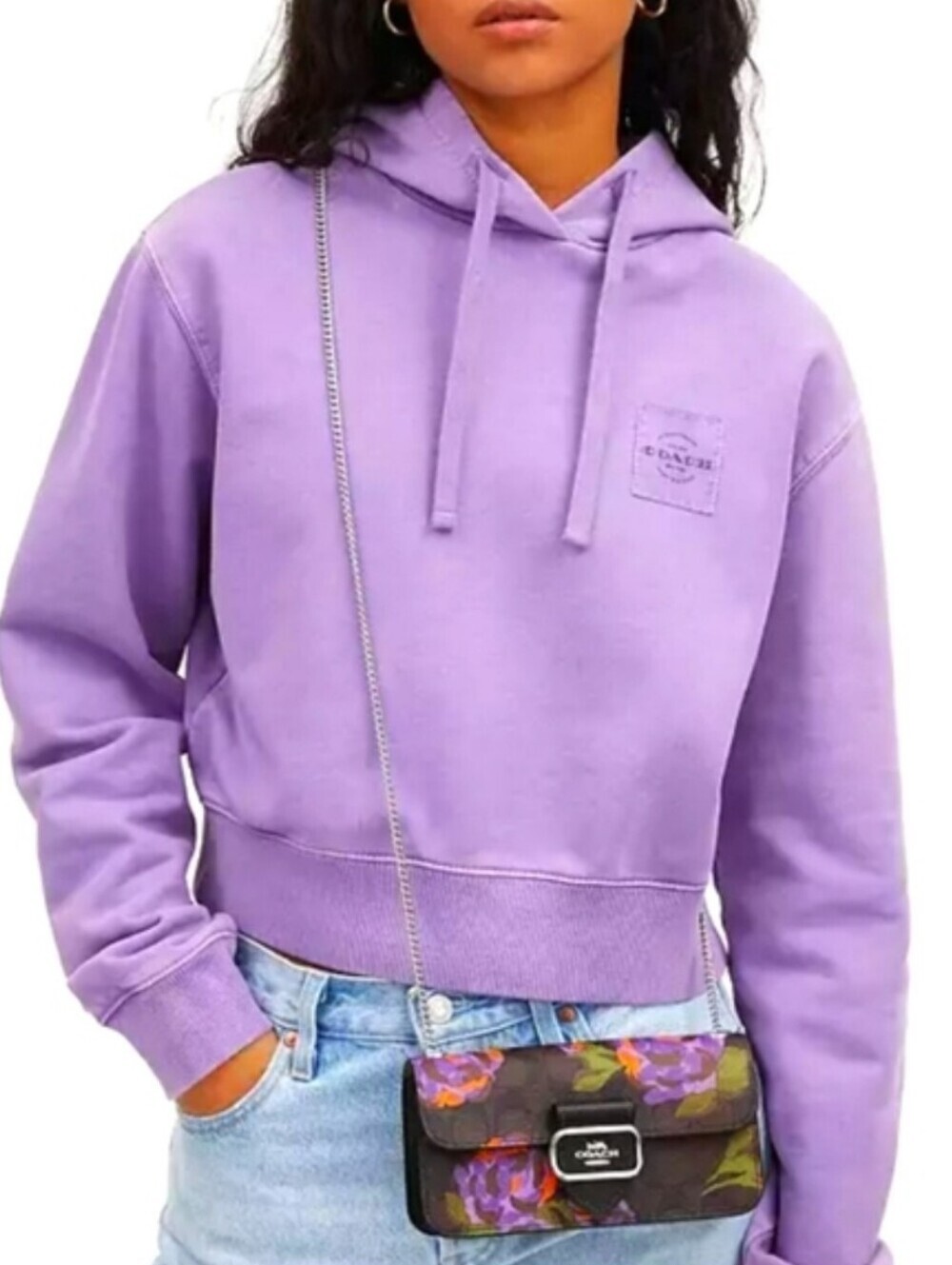 Coach Lavender Garment Dye Cropped Hoodie XS